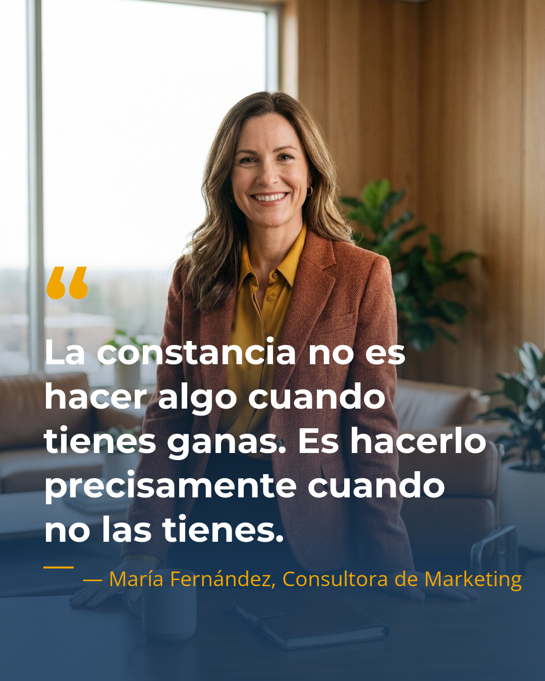 Persona + frase — ejemplo de diseño para redes sociales generado con IA